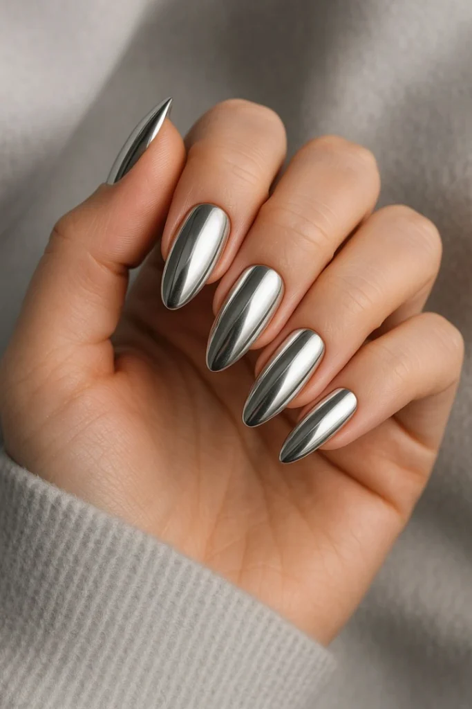Winter Chrome Nails