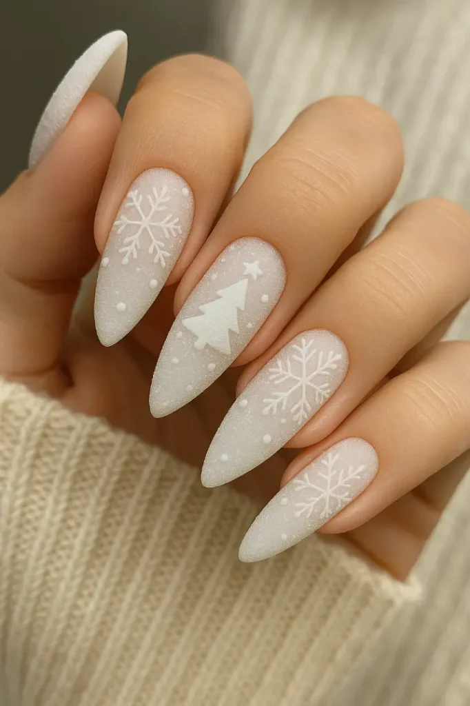 3D Frosted Christmas Nails