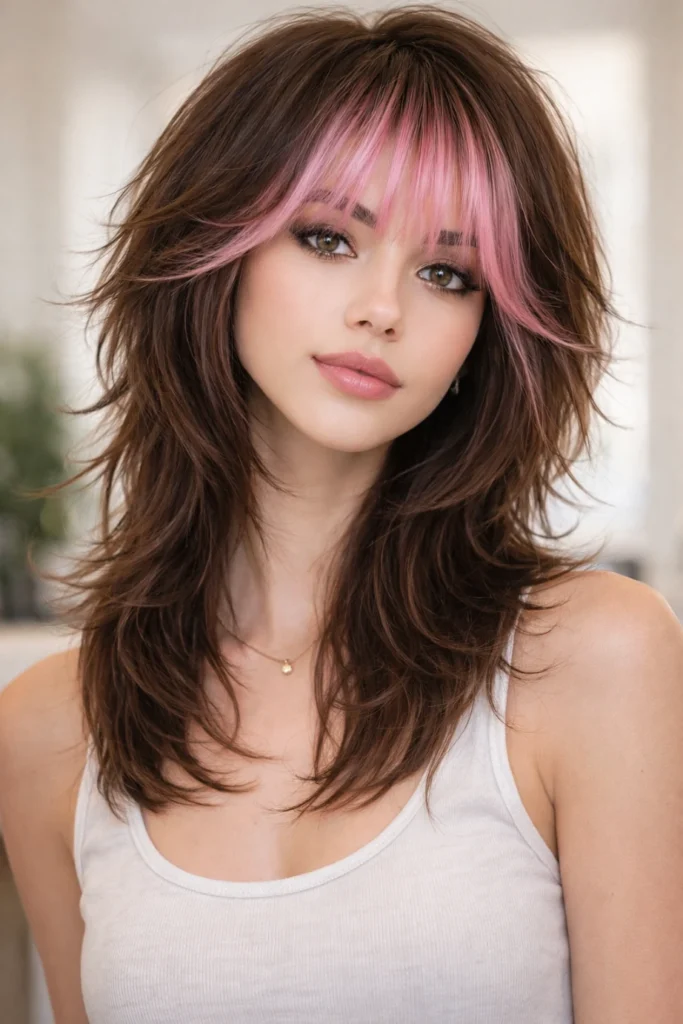 Wolf Cut Ideas with Colored Bangs