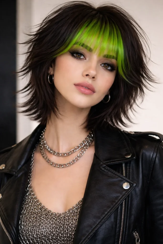 Wolf Cut Ideas with Colored Bangs