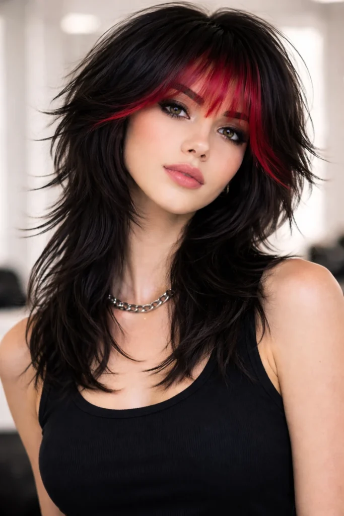 Wolf Cut Ideas with Colored Bangs