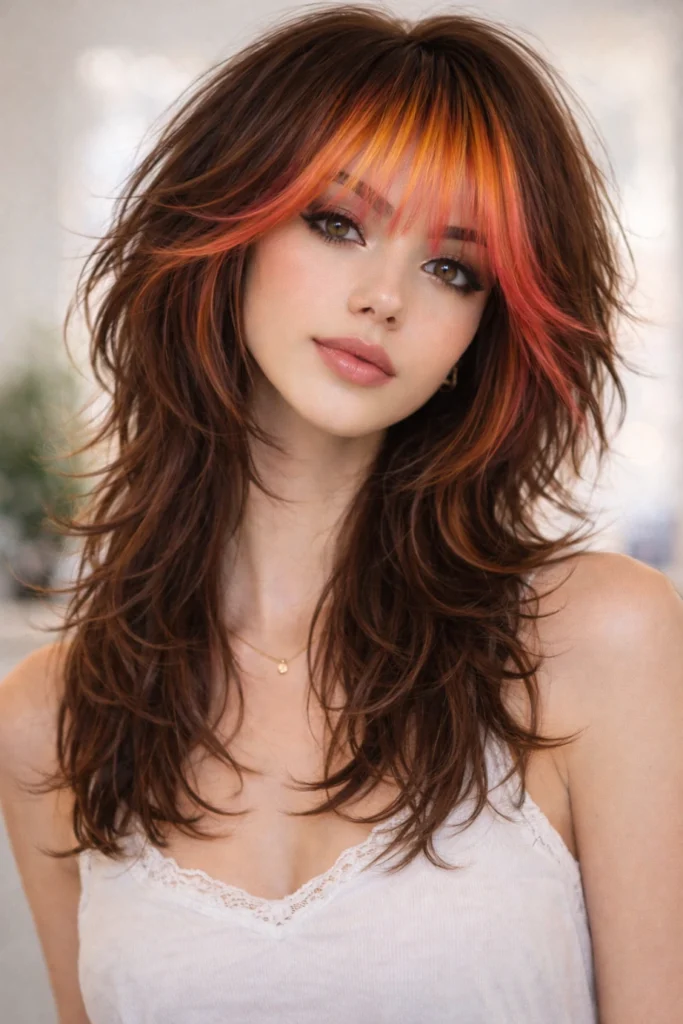 Wolf Cut Ideas with Colored Bangs