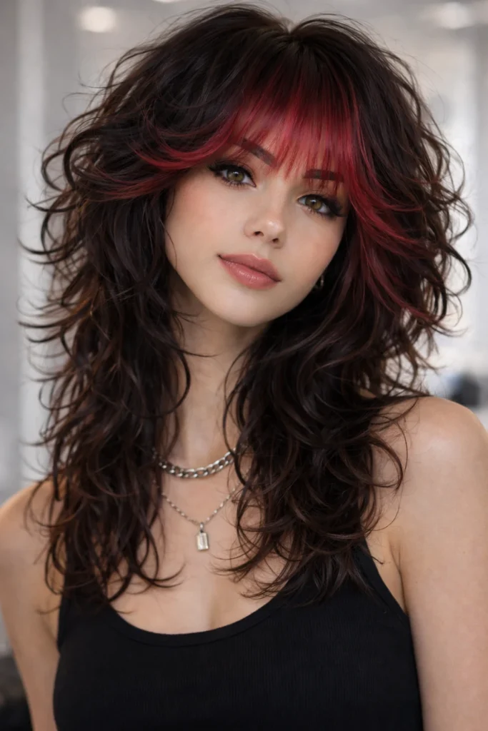 Wolf Cut Ideas with Colored Bangs